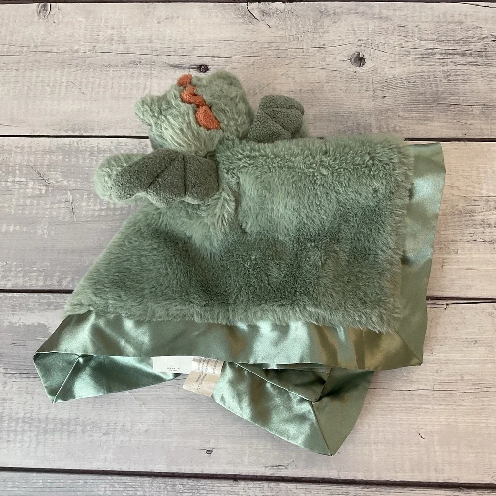 Cloud‎ Island Dragon Wings Lovey Green Plush Baby Security Blanket Satin